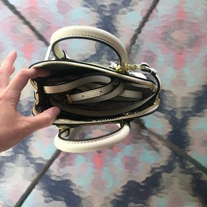 Mini Striped Leather Handbag w/ Detachable Strap